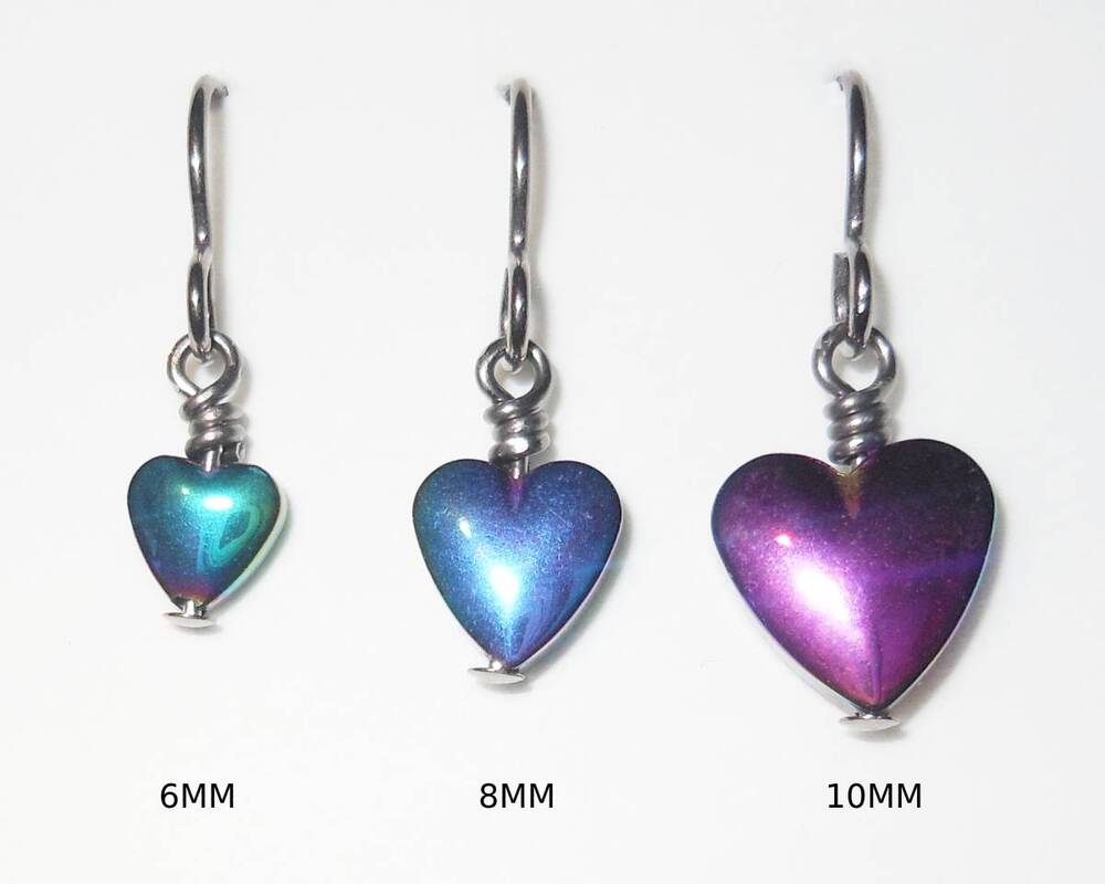 Titanium and Rainbow Heart Earrings