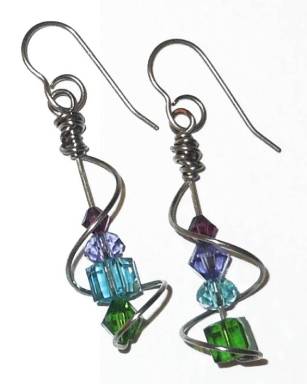 Titanium and Crystal Spiral Earrings